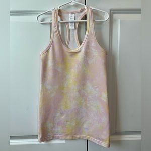 Ivivva by Lululemon Girls Pink and Yellow Tie Dye Racerback Tank (Size 10)